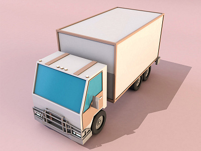 Low Poly City Truck cartoon lorry low poly machine minivan ride transportation trip truck van wagon