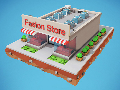 Low Poly Fashion Store 3d Model boutique building cartoon clothing company fashion galleria low poly shopping showroom