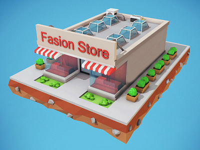 Low Poly Fashion Store 3d Model