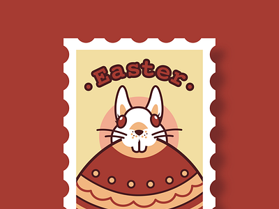 Easter Bunny & Easter Egg 2020 brown chocolate color easter easter bunny easter egg graphic design illustration illustrator stamp vintage yellow