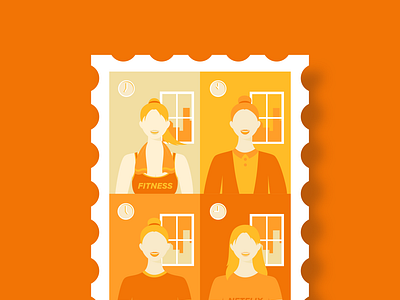 Social Distancing Life coronaart covidart graphic design illustration illustrator lockdown lockdownlife orange orangecolor orangepalette quarantine quarantinelife stamp stampillustration vector