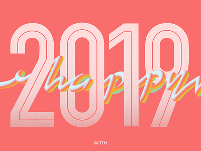 Happy 2019 color coral design din condensed gradient graphic design typography vector