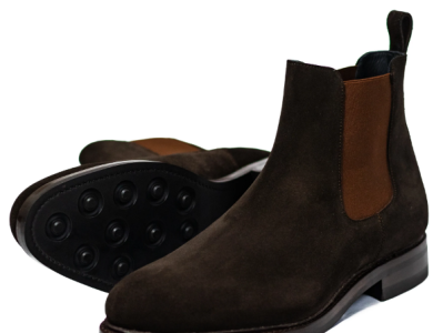 Buy Dark Brown Chelsea Boots with Dainite Rubber Sole by Idrese custom made mens shoes