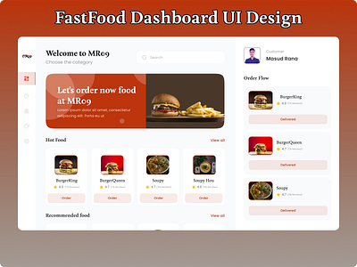 Food Dashboard UI Design | Light Dashboard UI using Figma