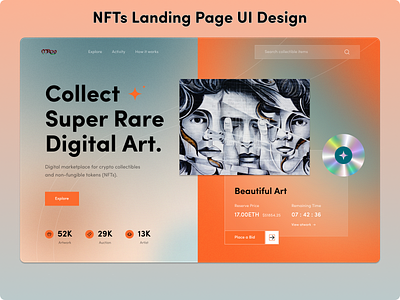 Digital Art Auction Page Header | NFTs Landing Page UI Design