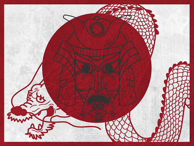 Mister Samourai animation character circle color dragon drawing flat gif illustration red samourai vector