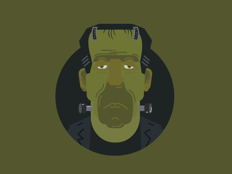 Mister Frankenstein colors comics drawing freak green halloween horror vector