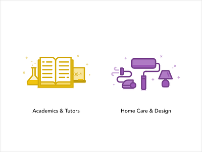 Iconography Set 2 academic app book clean home icons interior line art paint science ui ux