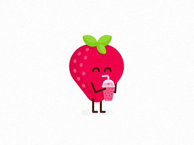 Cannibal Strawberry clean design drink flat fruits funny icon illustration minimal smoothie strawberry vector