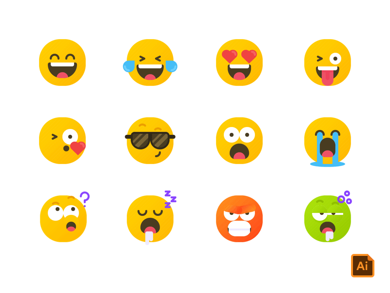 Emoji Set 🤗 character chat clean color design emoji flat icon illustration message minimal vector