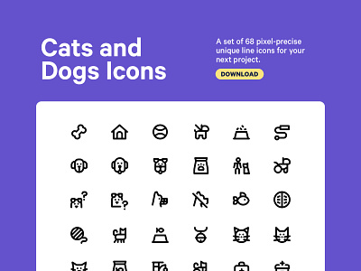 Cats and Dogs Icon Set app branding cat character design clean design dog graphic design icon illustration line art logo minimal pet ui vector