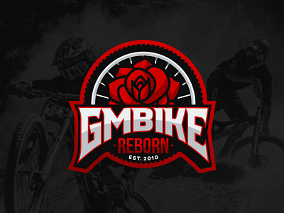 GMbike Logo bike brand cycling downhill emblem logo mtb ride riding rose tires wheel