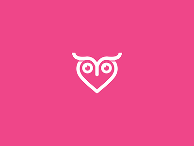 Heart Owl Logo brand heart heart logo logo love love logo love you owl owl logo pink
