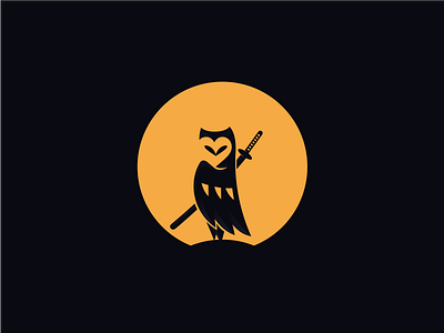 Dark Owl Ninja Logo brand design logo moon ninja ninja logo owl owl logo samurai