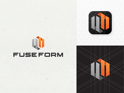 Fuse Form logo with grid apps icon branding f logo ff ff logo form form logo fuse fuse logo icon jb jb design jordi jordibudiyono logo logomark logotype orange logo pattern