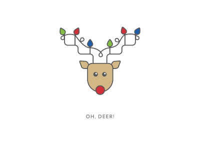 Oh Deer christmas deer illustration lights reindeer rudolph
