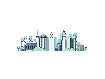 Atlanta Skyline atlanta city cityscape color downtown illustration line line drawing skyline vector