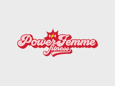 PowerFemme Fitness Logo 70s fitness lightning bolt logo logo design pink red retro
