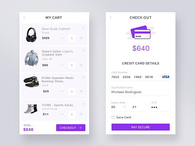 Checkout UI cart checkout daily ui e commerce illustration mobile payment purple simple ui ux visual design