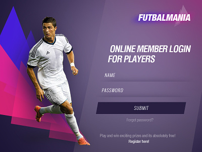 Sports Login club concept daily ui energetic football game login login page online sports ui ux
