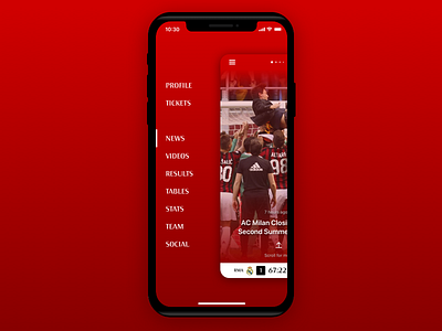 AC Milan App Menu