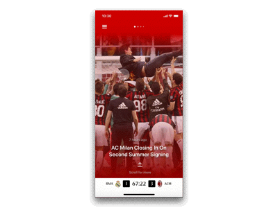 AC Milan App Menu Animation app football interface iphonex milan red soccer sport ui
