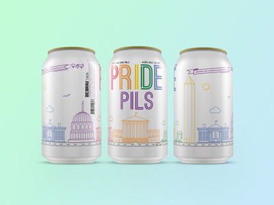 Pride Pils beer beer can dc brau dc design package design pride washington dc