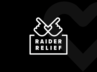 Raider Relief Logo brand concept guns up hands heart logo minimal relief simple texas tech