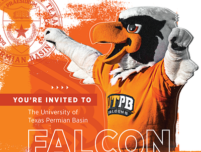 Falcon Day Postcard Series brand fun grunge layers orange print series texture typography university