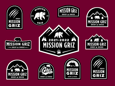 Mission Griz Logos adventure bear brand comps logo logo design logotype outdoorsy patch retro seal