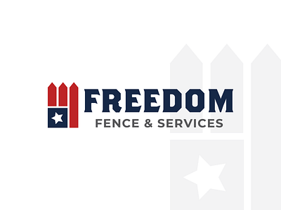 Freedom Fence & Services Logo america blue brand concept fence flag logo logo design minimal modern patriotic red usa