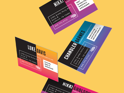 AMW Business Cards brand brand identity business card color gradient layout logo rebrand typography