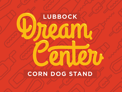 Dream Center Corn Dog Stand brand corndog fair ketchup logo monoweight mustard pattern print rebrand script