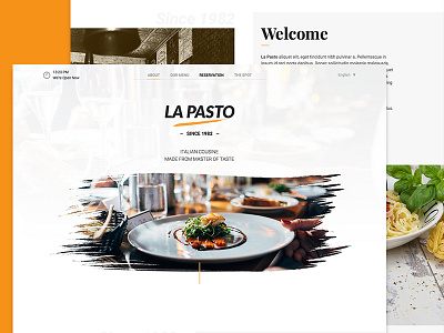 Italian Restaurant Landing Page clean design landing minimalist page pasta product reservation ui ux web