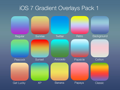 iOS 7 Gradient Overlays Pack 1 1 7 background gradient ios overlays pack photoshop regular rertro sunrise twitter
