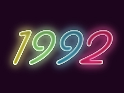 1992 1 1990 1992 2 9 90 90s 92 black blue green neon number numbers pink retro year yellow