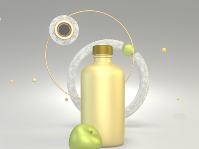 3d illustration of the bottle and apple 3d 3d art 3d illustration brand identity branding branding design design illustration logo webdesign