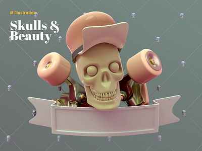 Skulls & Beauty 3d 3d art 3d illustration branding design design illustration