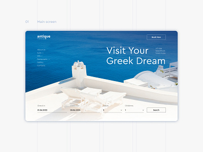 Website concept for a hotel in Greece