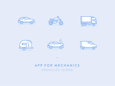 Vehicles icons icons illustrations set vehicles