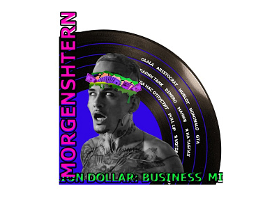 Collage of Russian rapper Morgenstern design graphic design vector