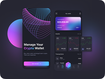 Crypto Wallet App app banking bitcoin blockchain crypto crypto app crypto exchange crypto wallet cryptocurrency currency ethereum finans money nft nft app transaction ui ui design wallet