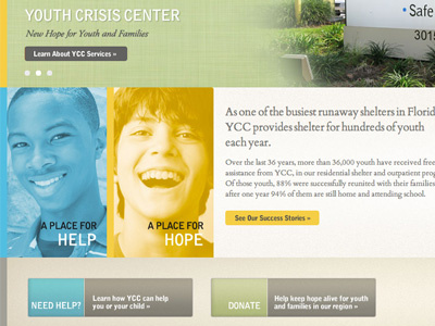Youth Crisis Center redesign website
