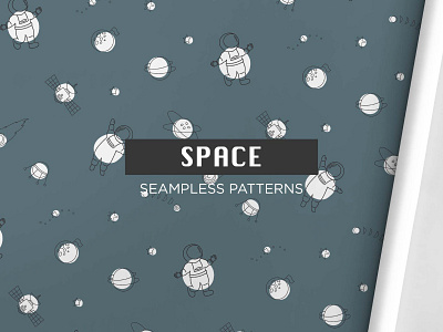 Space digital paper astronaut comets cute rockets illustration minimalist space planets space space digital paper space seamless pattern spaceship vector