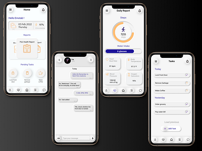 Neumorphism screens for daily tracking app