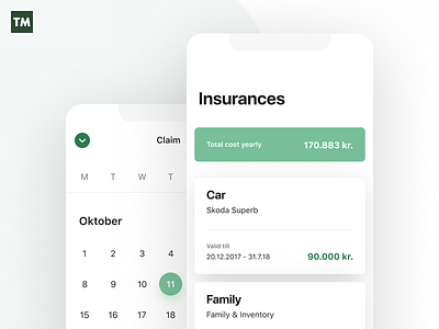 TM Overview app design icons insurance minimal minimalistic mobile simplistic tryggingamiðstöðin typography
