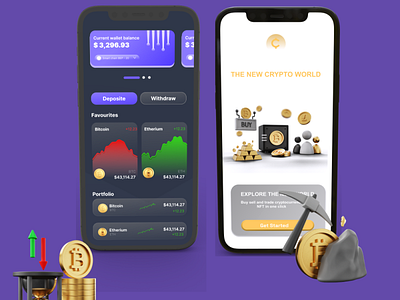 CRYPTO MOBILE APP 3d app design graphic design ui ux