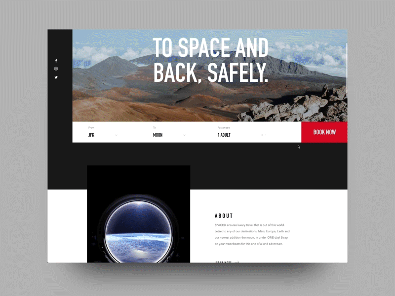Spaced animation design homepage landing space spaced spacedchallenge ui ux