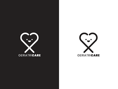 GeriatriCare Logo brand brand and identity geriatric graphic design heart logo mark walking stick