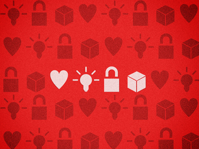 Heart + Bulb + Lock + Cube